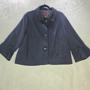 Womens George Navy Cropped Pea Coat with Bell Sleeves Size 18